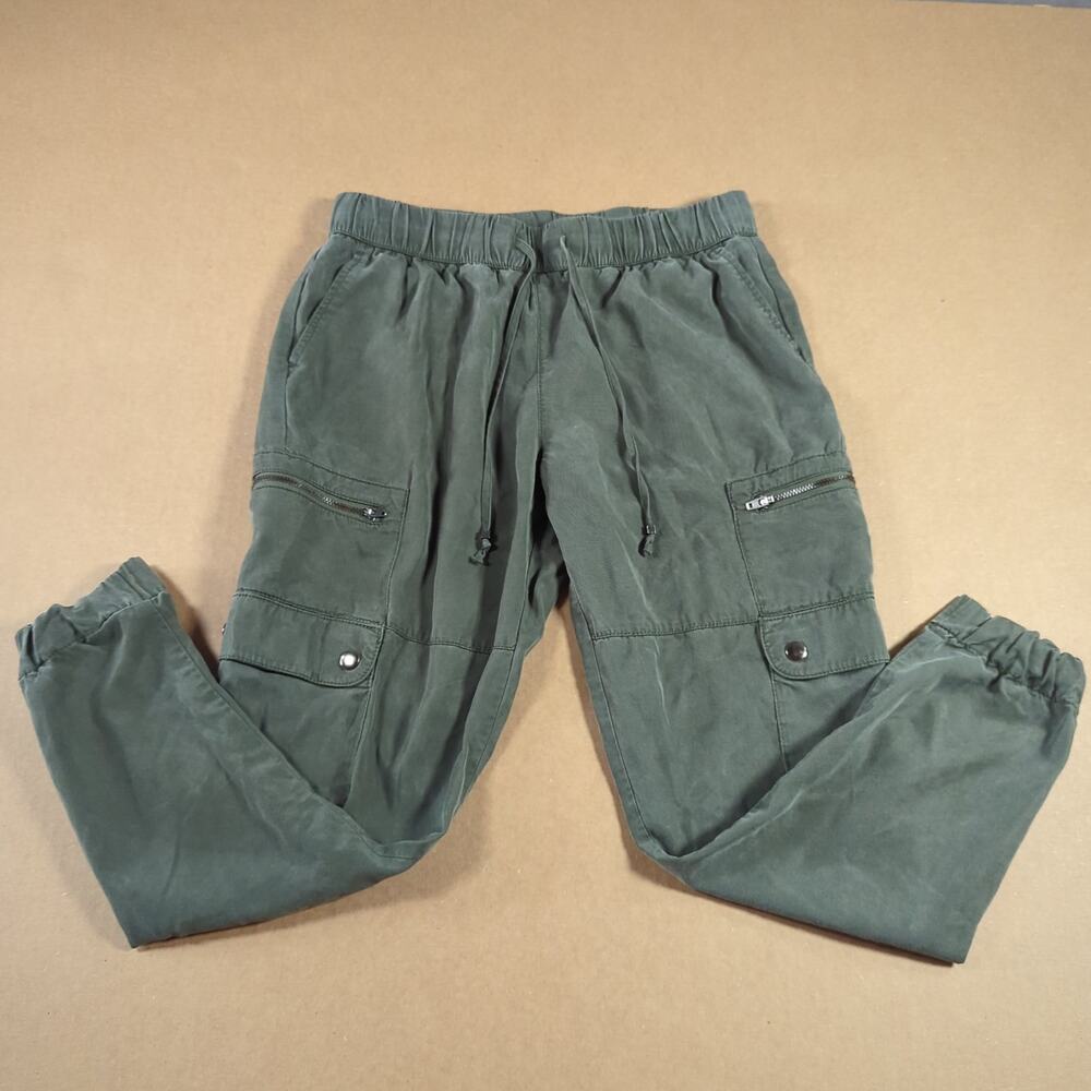 Banana Republic Petite XS TENCEL Drawstring Cargo Joggers Steel Green Utility